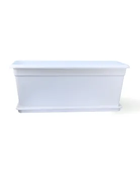RECTANGLE MERELAND-WHITE POT 40CM