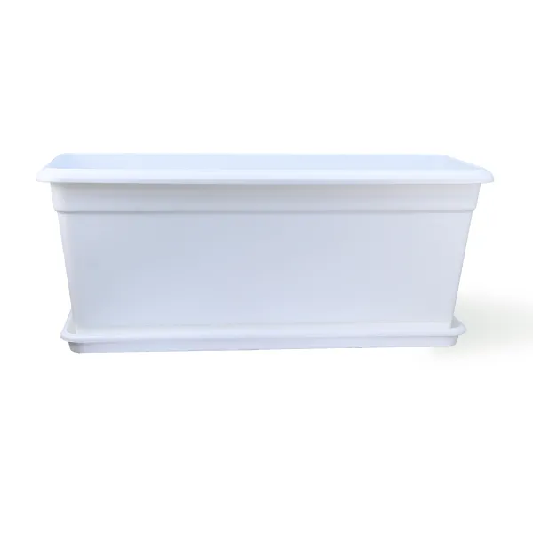 RECTANGLE MERELAND-WHITE POT 40CM
