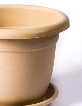 CIRCLE POT BEIGE 40CM