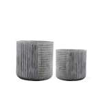 Ribbed Cement Pot Set – 2 PCS